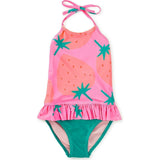 Peplum One-Piece Swimsuit, Pink