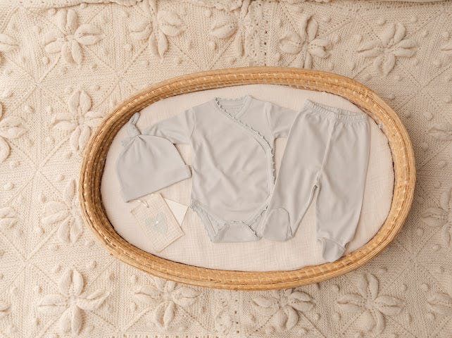 Crochet Trim Three Piece Set in Blue