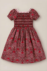 Mini Sunday Best Dress in Garnet Ribboned Garden