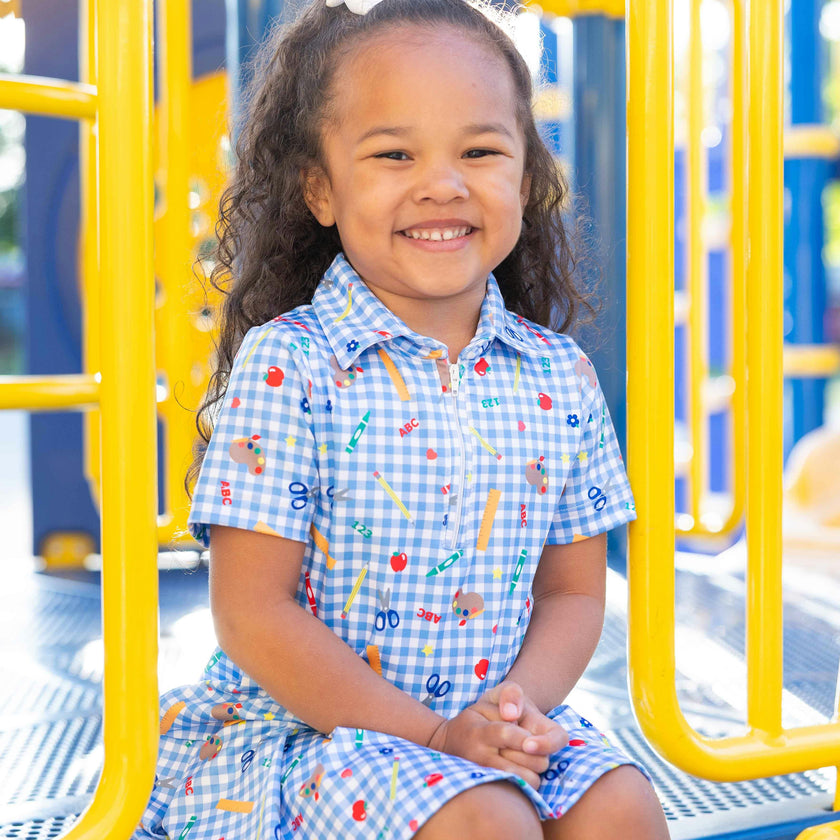 School Print Performance Knit Dress