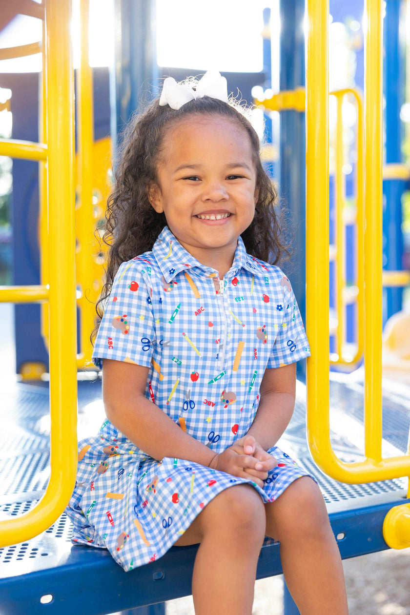 School Print Performance Knit Dress