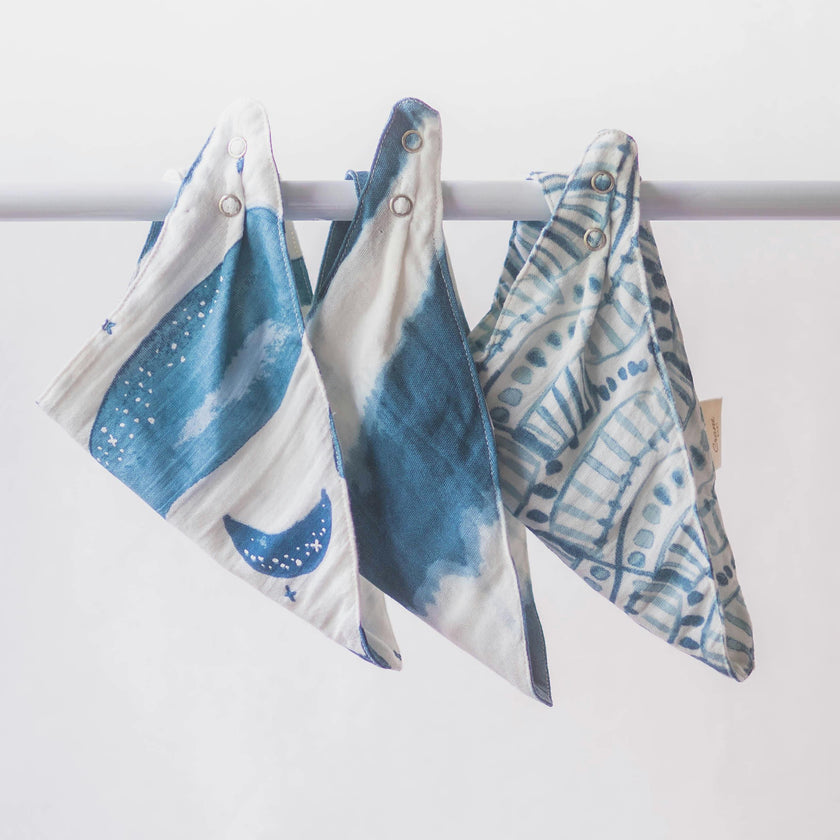 Caspian Whale Cotton Bandana Baby Bib (3 Pack)