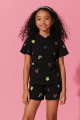 Black Crystal Doodle Short Set