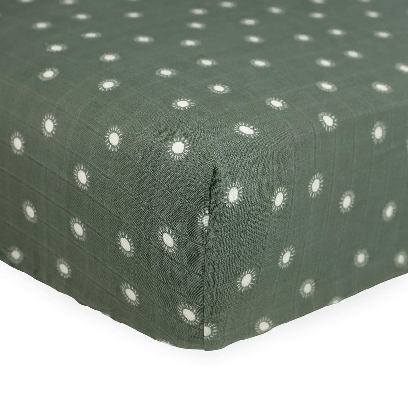 Organic Cotton Muslin Crib Sheet - Sage Suns