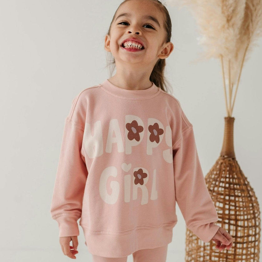 Boxy Sweatshirt Happy Girl
