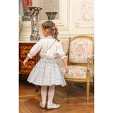 Marie Blue Floral Smocked Skirt Blouse Set
