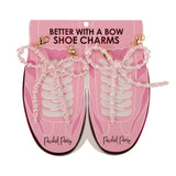 Packed Party Pink Pearl Bow Shoe Charms - Multi-Sized Faux Pearl Bow Charms with Lobster Clips for Sneakers, 2.75x3.3 Inch
