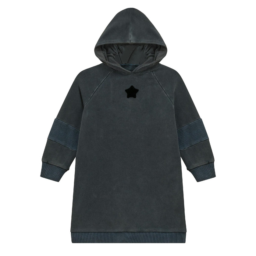 Distressed French Fleece Hooded Dress