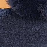Suede Pom-Pom Ballet Flat | Blue