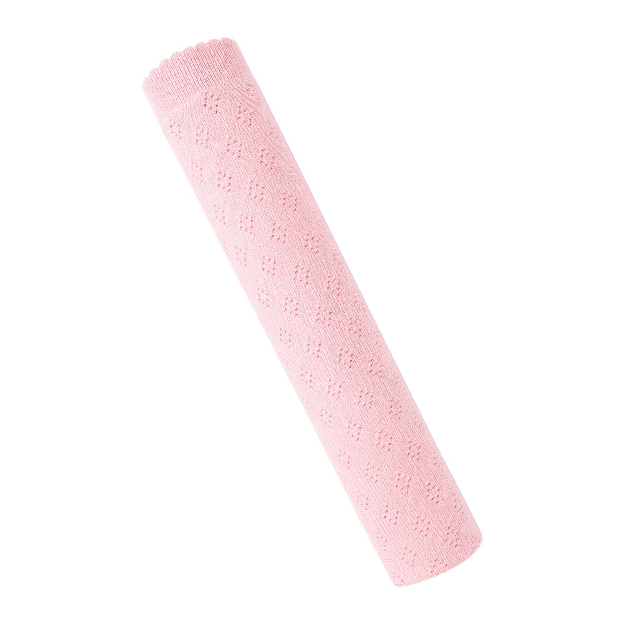 Pink Pointelle Frill Blanket