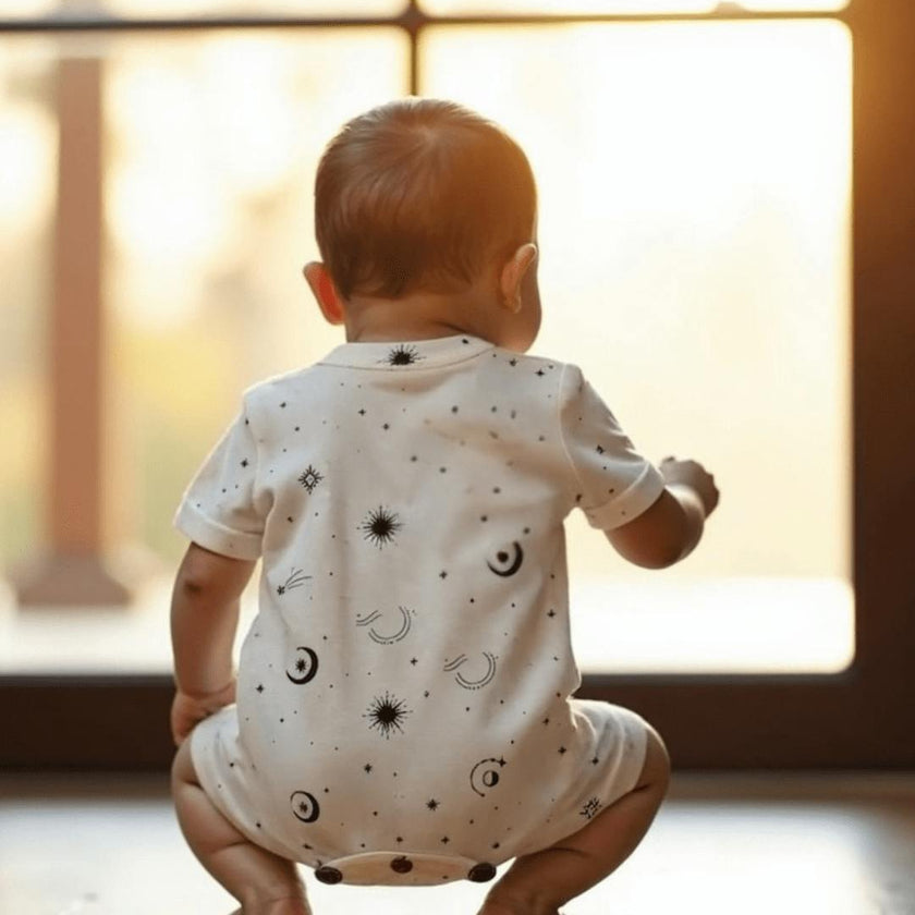 short sleeve romper | celestial