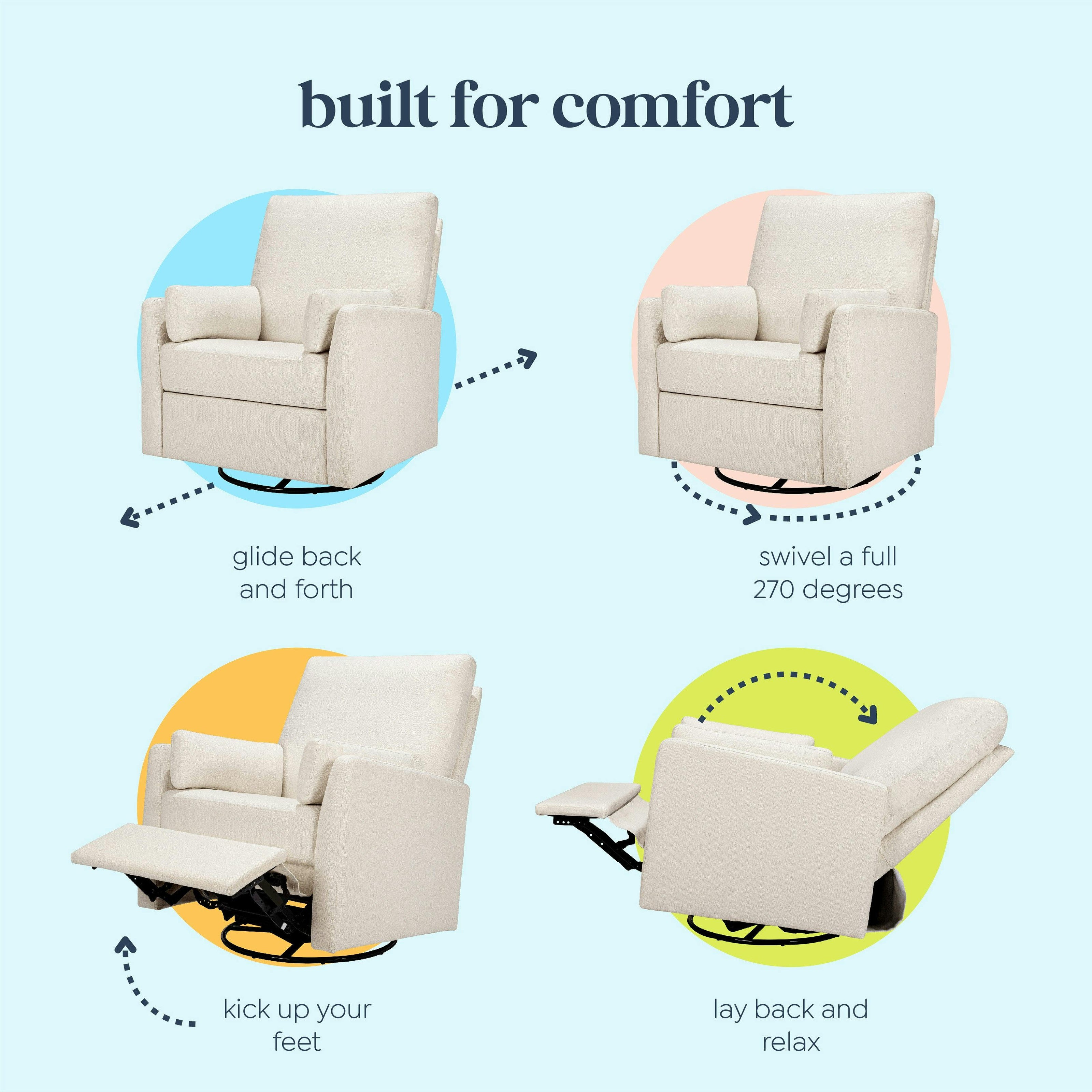 Carter's Ethan Recliner and Swivel Glider | Water Repellent & Stain Resistant fabric