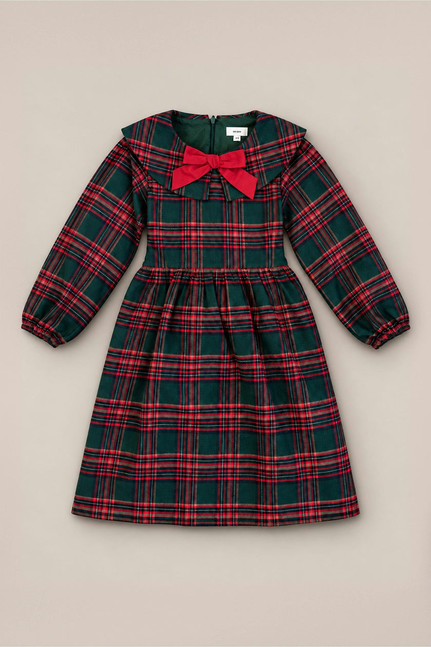 Mini Maisy Long Sleeve Dress in Evergreen Plaid