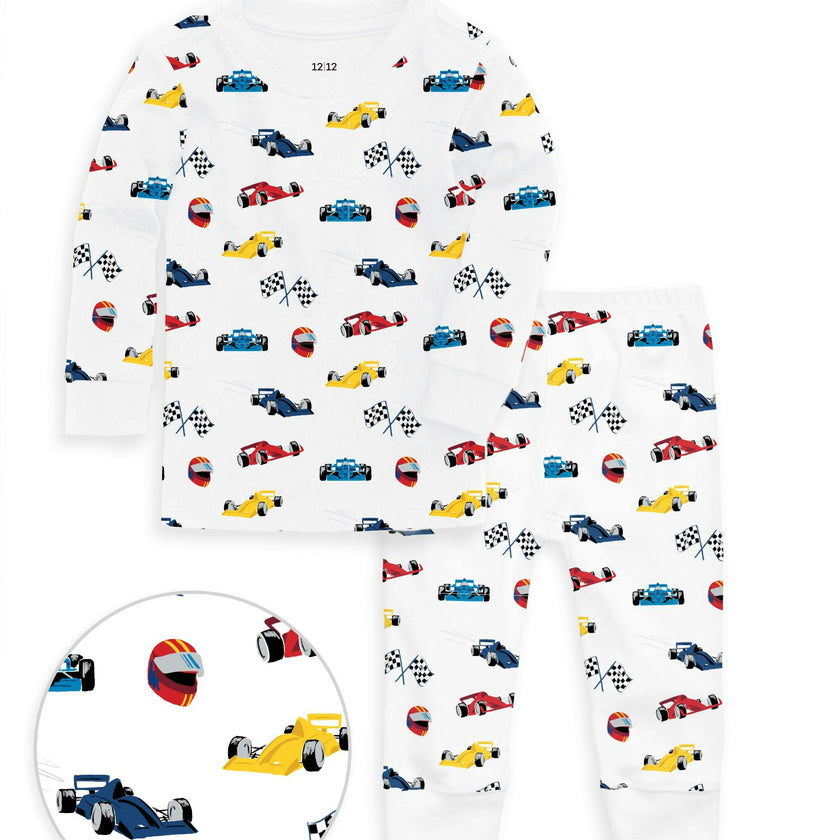 The Organic Long Sleeve Pajama Set [Race Cars]