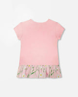 Organic Cotton Bi-Material Tunic With Ruffle