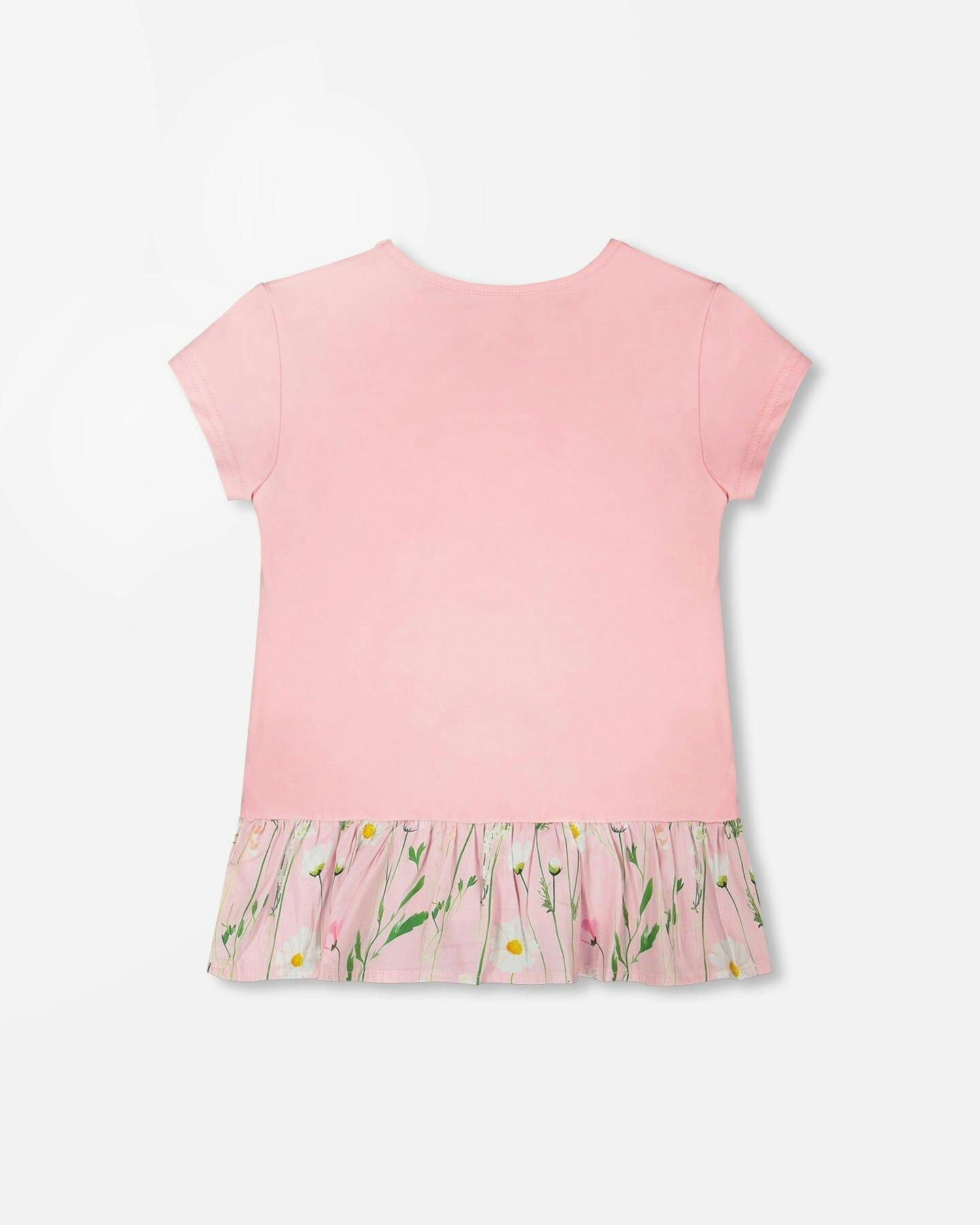 Organic Cotton Bi-Material Tunic With Ruffle