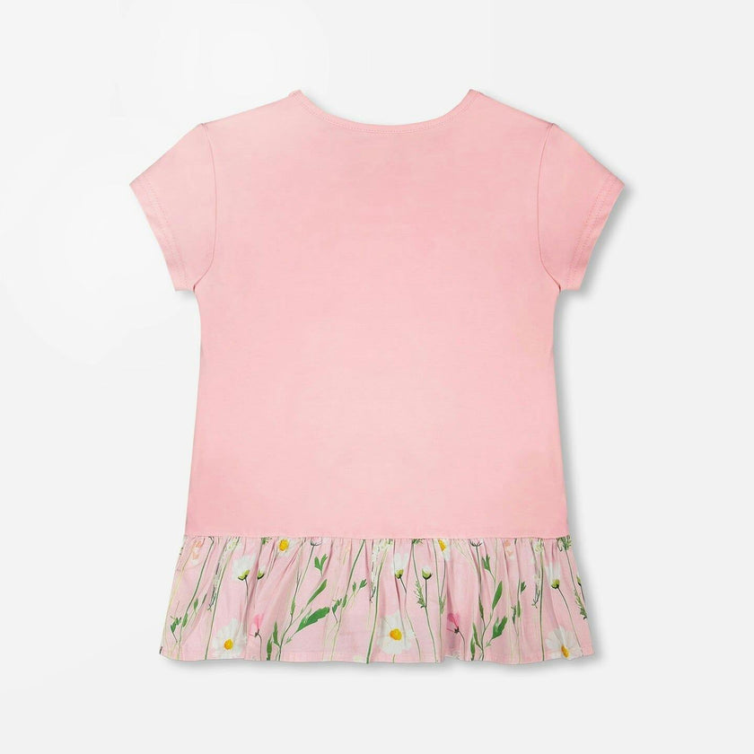 Organic Cotton Bi-Material Tunic With Ruffle