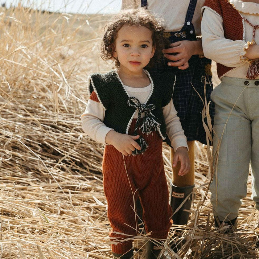 Acorn Ribbed Bib Buttoned Strap Cuffed Ankle Jumper
