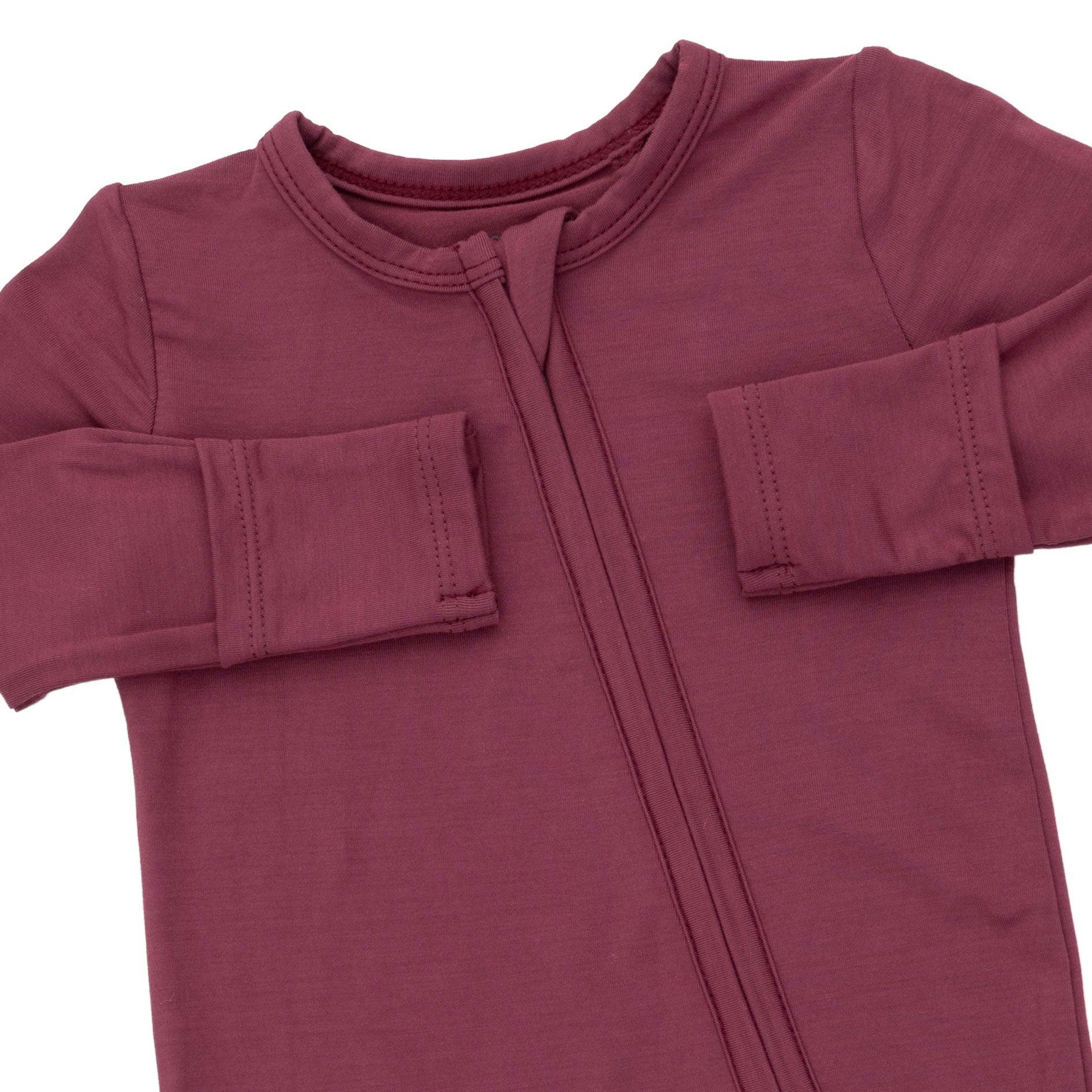 Solid Oxblood Red - 2 Way Zipper Footie