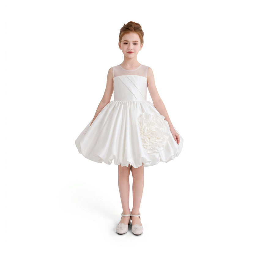 Ivory Zorina Party Dress with Floral Accent