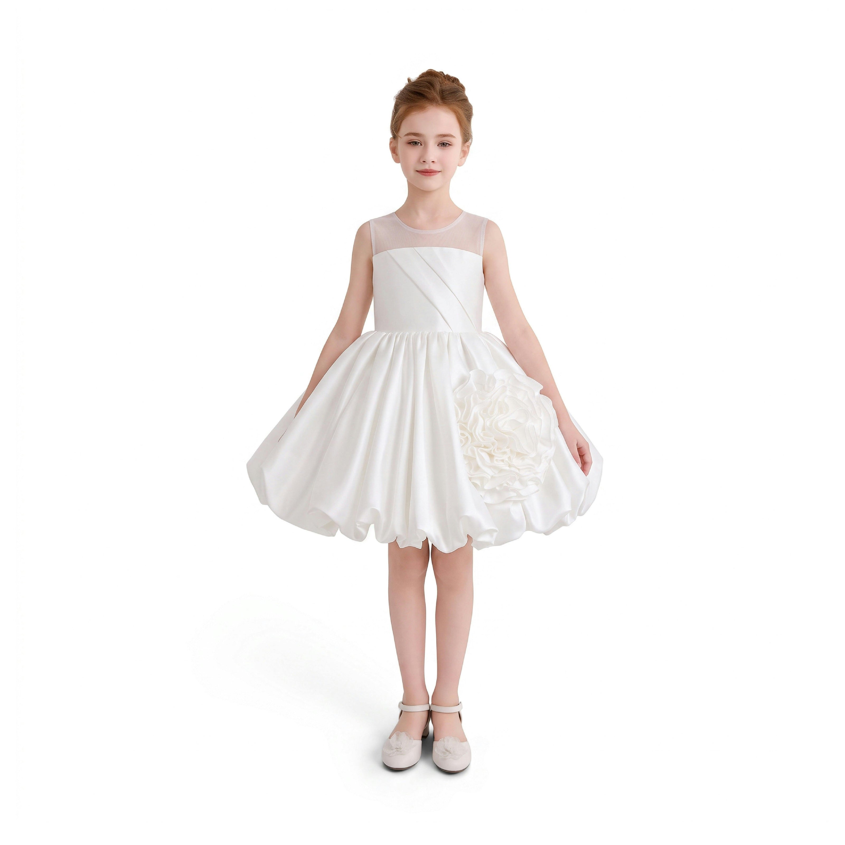Ivory Zorina Party Dress with Floral Accent
