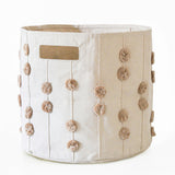 Handmade Canvas Storage Basket Pom Pom