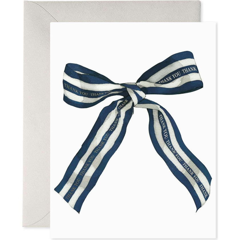 Big Navy Striped Bow Boxed Set of 6