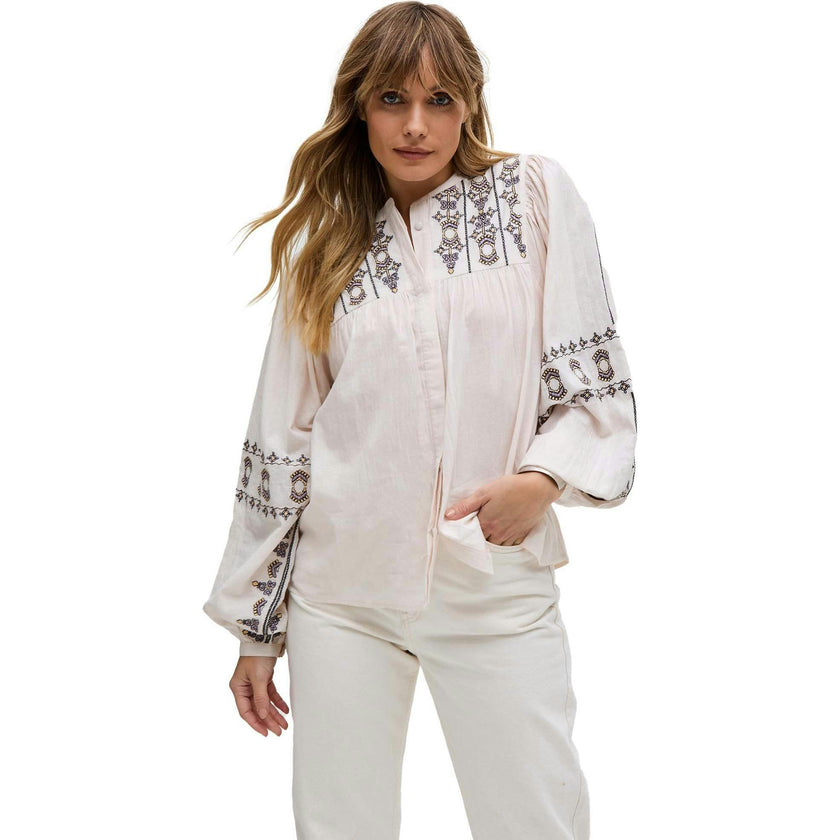 Demi Embroidered Ballon Sleeve Shirt