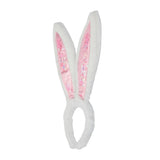 Packed Party Too Cute to Hop Plush Bunny Ears Headband - Trapped Pastel Confetti Interior with Fuzzy White Trim for Easter Parties and Spring Celebrations