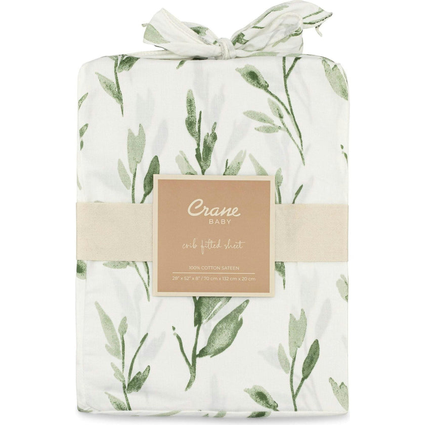 Parker Green Leaf Fitted Crib Sheet