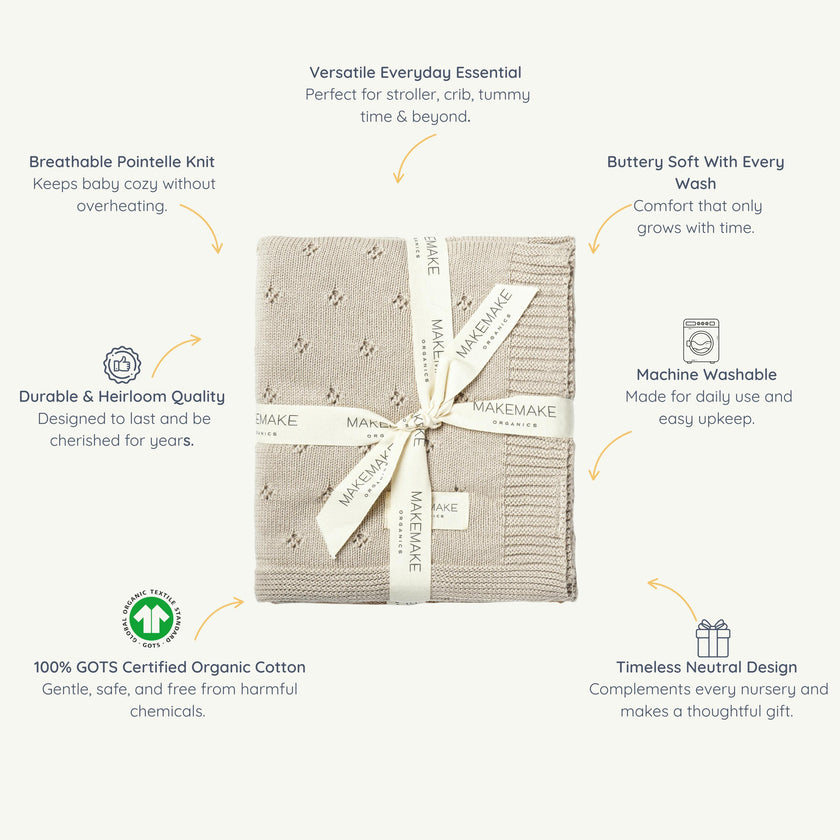 Organic Cotton Pointelle Baby Blanket