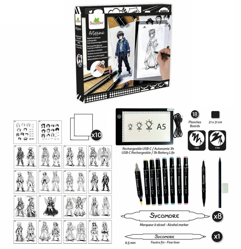 Manga - Rechargeable Led Light Pad - Create Your Manga Characters - 10y+