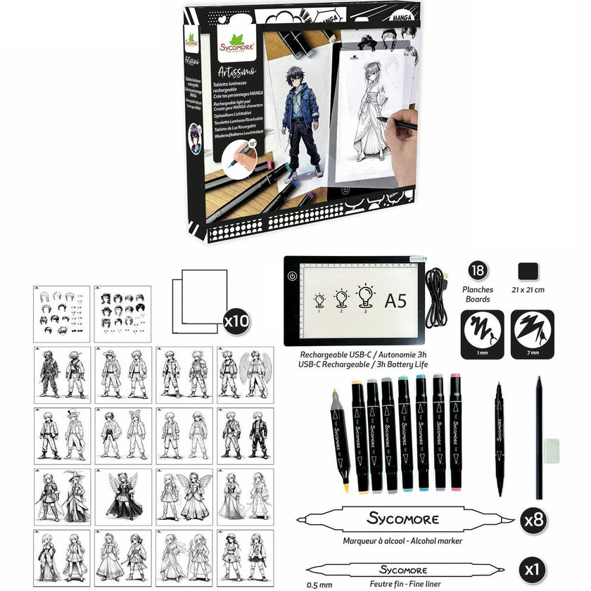 Manga - Rechargeable Led Light Pad - Create Your Manga Characters - 10y+