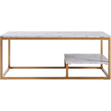 Marmo Modern Marble-Look Coffee Table with Shelf