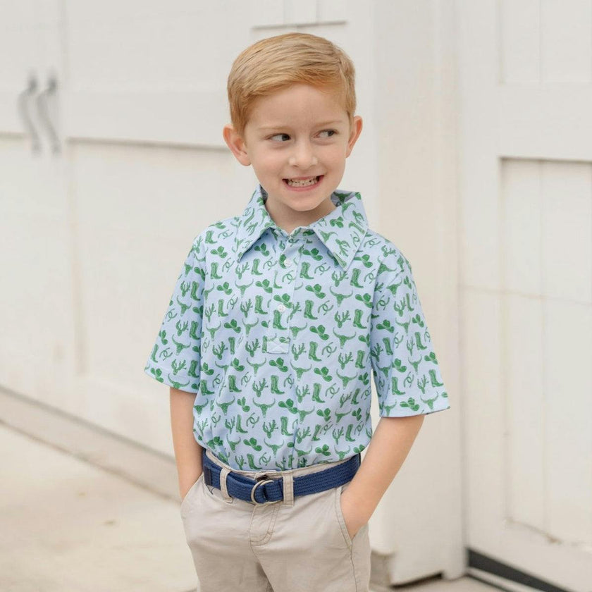 Griffin Boys' Pima Cotton Polo Golf Shirt - Wild West Blue