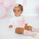 Lace Bow Puff Ink Short Sleeve Romper