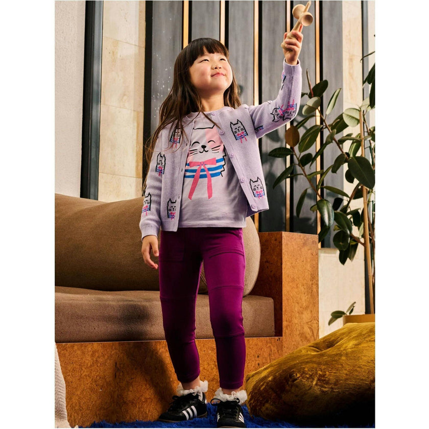 Iconic Bowtie Cats Cardigan, Purple