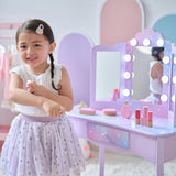 Stardust Gisele Wood Vanity Table with LED Mirror & Drawer