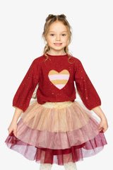 3/4 Sleeve Knitted Sweater Red