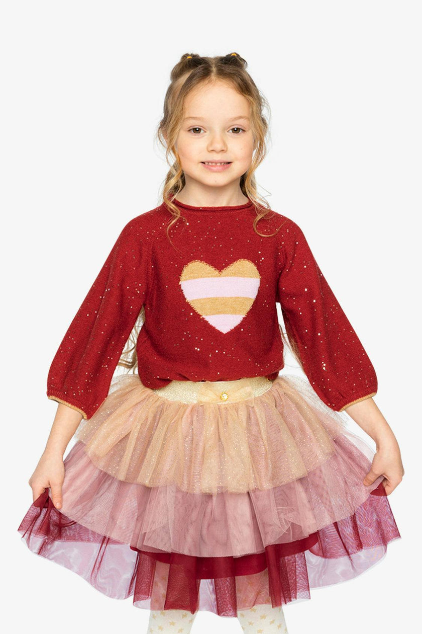 3/4 Sleeve Knitted Sweater Red