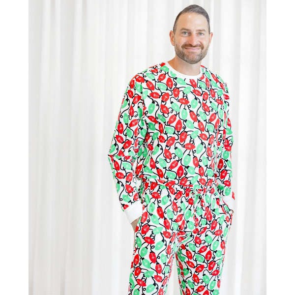 Organic Adult Men's Pajamas - Holiday Lights
