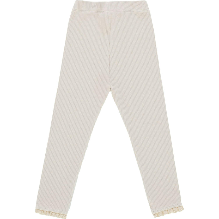 Affy Ribbed Lace Trim Leggings