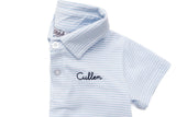 Custom Embroidered Striped Cotton Polo Shirt
