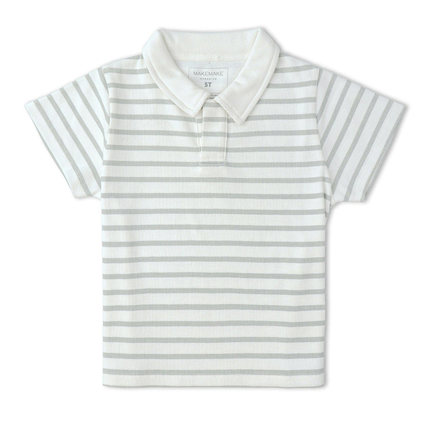 Organic Collar Tee & Shorts Set - Fog Stripes