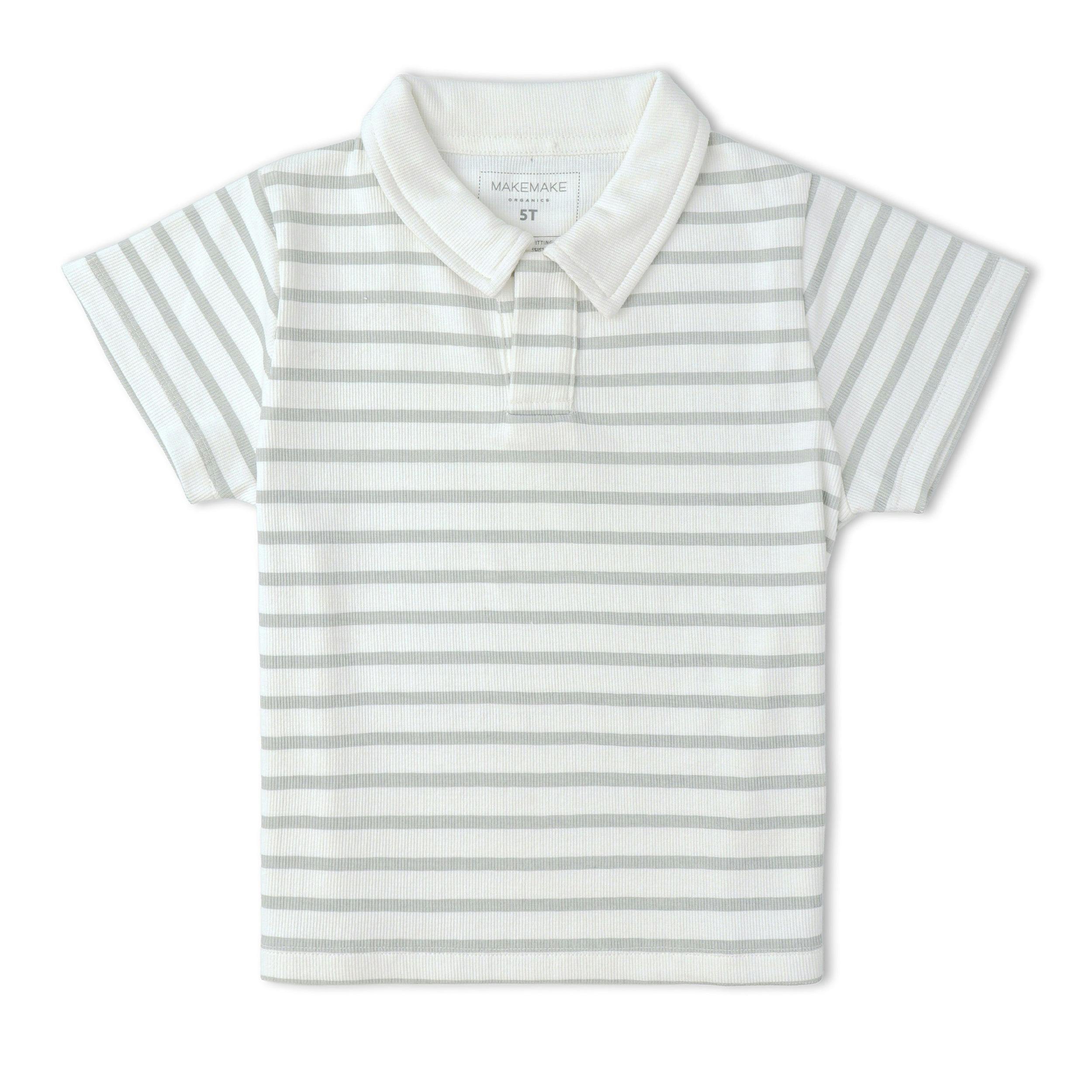 Organic Collar Tee & Shorts Set - Fog Stripes