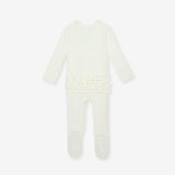 Coconut Pointelle Footie Ruffled Zippered One Piece