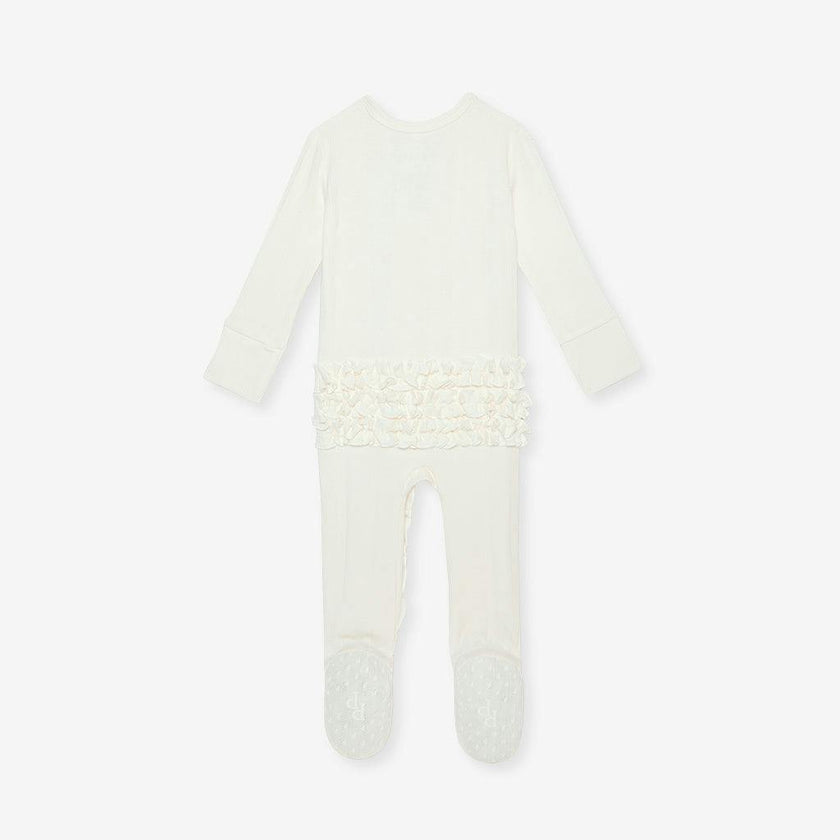 Coconut Pointelle Footie Ruffled Zippered One Piece