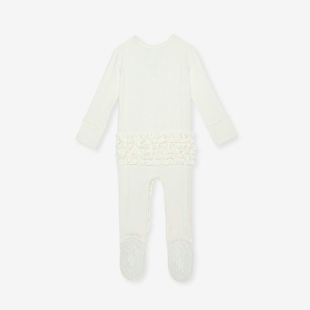 Coconut Pointelle Footie Ruffled Zippered One Piece