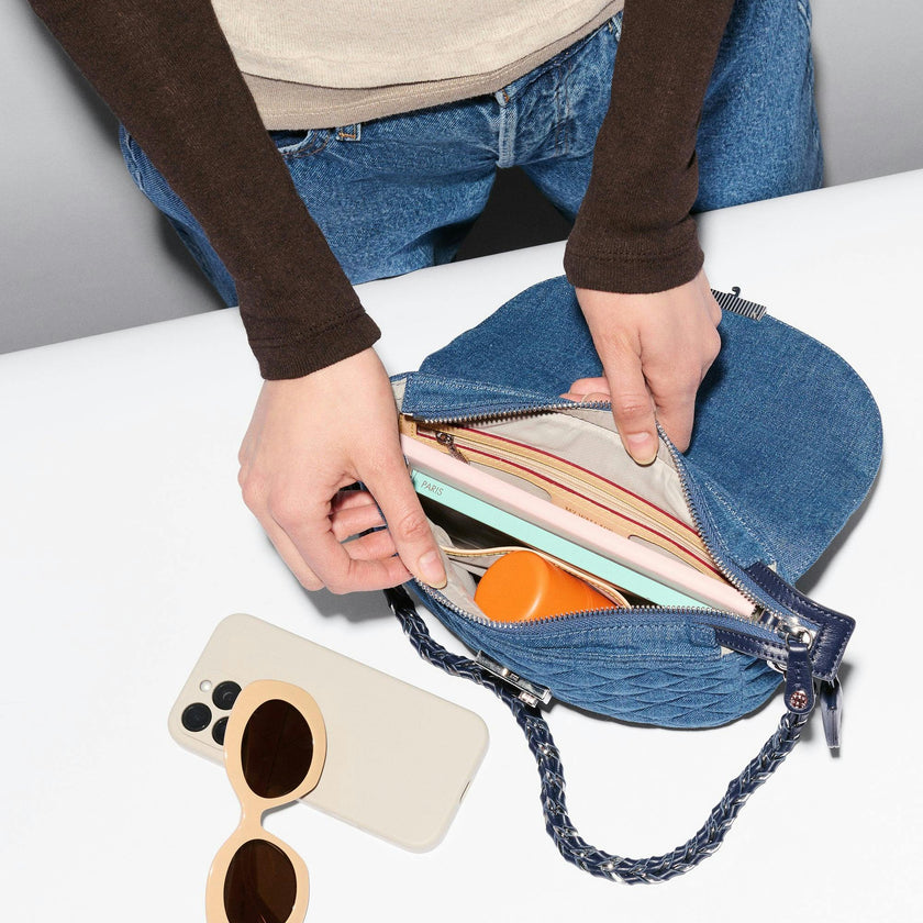 True Blue Denim Crosby Lock Saddle Crossbody
