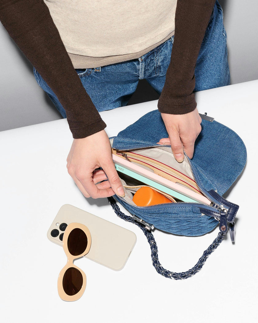 True Blue Denim Crosby Lock Saddle Crossbody